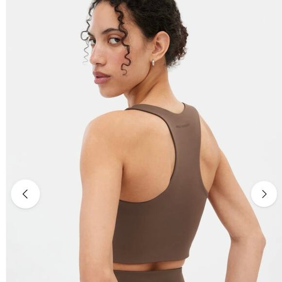 Girlfriend Collective Café Paloma Racerback Sports Bra Brown Size Medium - Picture 2 of 7